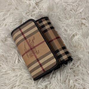 Burberry Tan Beige Plaid Continental Wallet